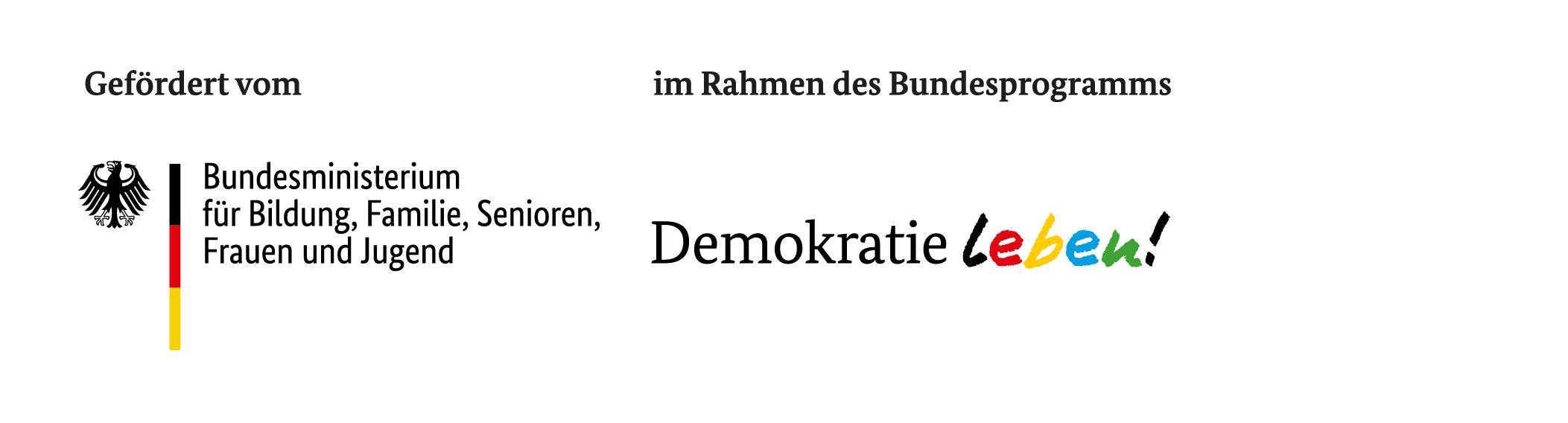 Logo Bundesministerium für Bildung, Familie, Senioren, Frauen und Jugend und Logo Demokratie leben!